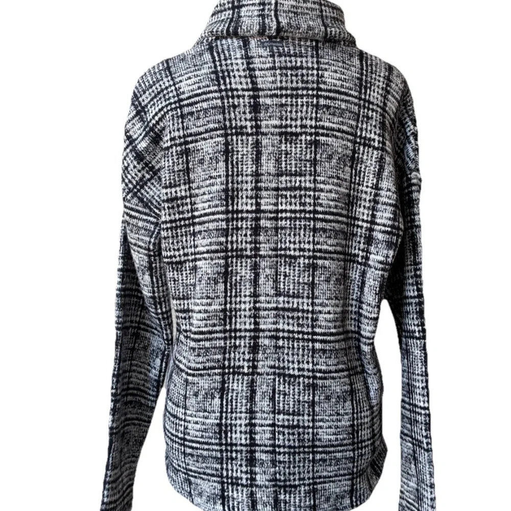Columbia Black and White Plaid Turtleneck Sweater, Size S - Picture 2 of 10